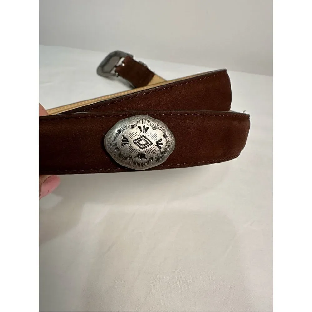 Woolrich 1’ Italian leather brown belt with silver accents size 38”. #5-1094